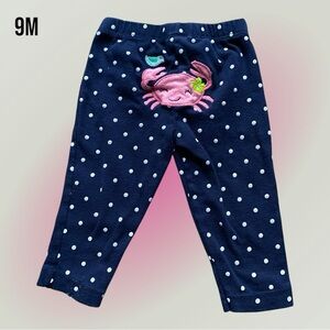 9M Carters Navy Blue Polka Dot Baby Crab Leggings